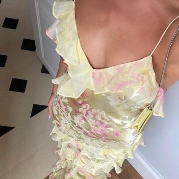 Authentic New with Tags LoveShackFancy Yellow Melon Rialto Floral Prom Dress - Picture 4 of 11